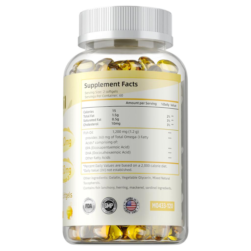 Airboy Fish Oil 1200mg Softgels — Omega-3 EPA DHA, Daily Wellness, Nutritional Support