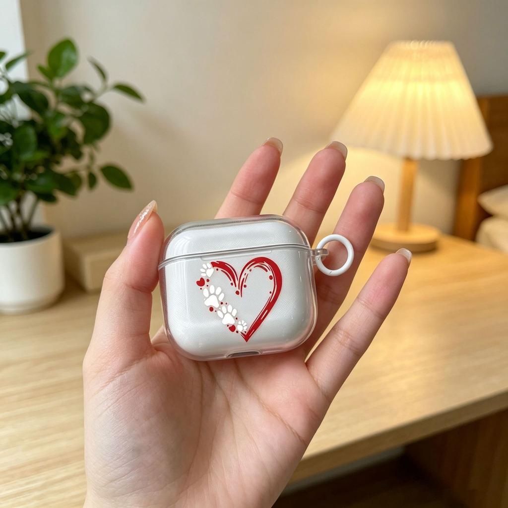 Transparent shell cute red love flower for apple AirPods 1 /1/1 generation protective shell pro bluetooth