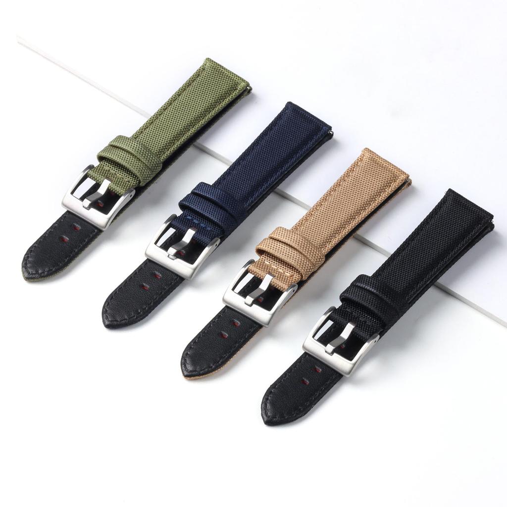 Quick Release Nylon Watch Strap with Leather Inner Layer, Available In 20mm & 22mm for Smartwatches