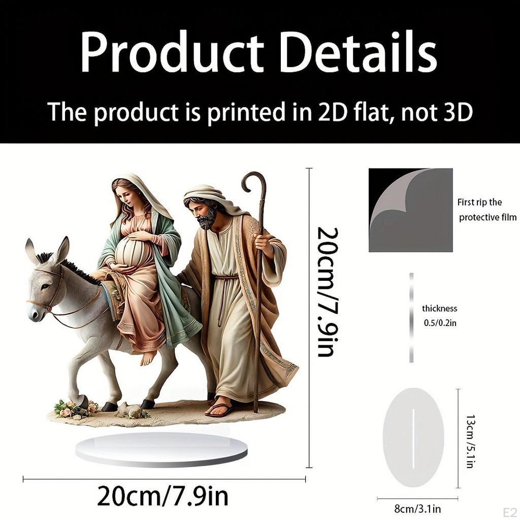 Ornament plat acrilic 2D Statuia Nașterii Domnului Accesorii Figurină de Crăciun Centru de masă de Crăciun