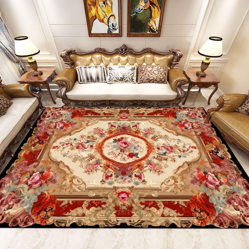 Luxury European Living Room Decoration Carpets Flower Home Decor Large Area Rug Vintage Parlor Study Anti-slip Floor Mat tapete