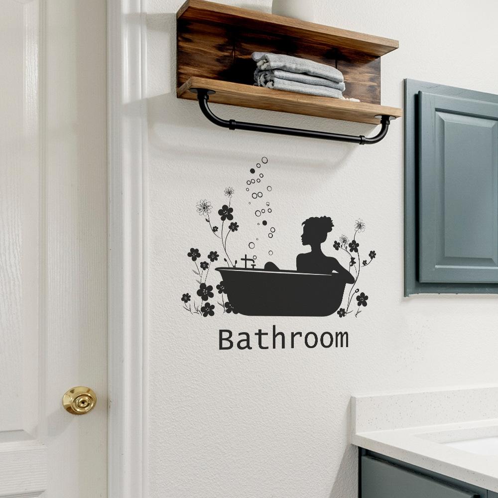 Creative Bathroom Decoration English Slogans Bathroom Home Background Beautification Wall Stickers