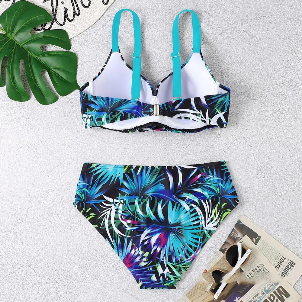 Damen High Waist Bikini Set Verstellbarer Träger Zweiteiliger Badeanzug