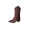 Autumn and winter new women's boots pointed head thick heel high heel temperament French fashion rivet belt buckle medium boots