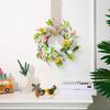 Small Easter Egg Wreath for Front Door Artificial Spring Colorful Eggs Wreath Farmhouse Hanging Kitchen Cabinet Wreath with Ribbon