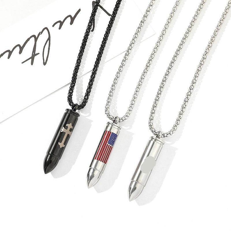 New Arrival American Flag Cat Claw Cross Stainless Steel Bullet Pendant Necklace