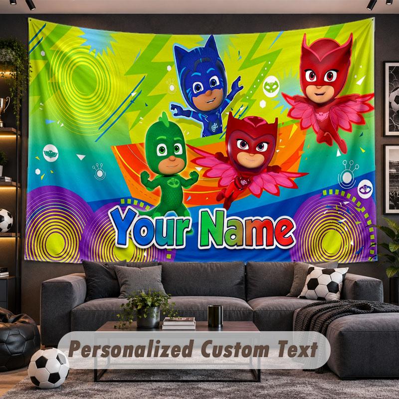 Wall Hanging Tapestry Custom NamePJ Masks Pattern Personalized Printed Fabric Wall Decor