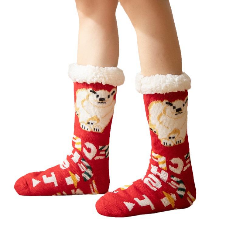 "Women's Plush Coral Fleece Christmas Socks - Cozy Winter Sleep & Carpet Leg Warmers"