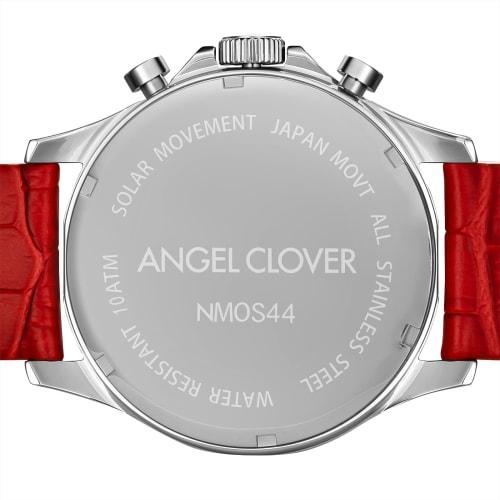 Angel Clover Men's Watch, MONDO SOLAR, Solar Battery, 10 ATM Water Resistance, Mineral Glass, Red Dial, Stainless Steel, NMOS44SBRE-RE, Red