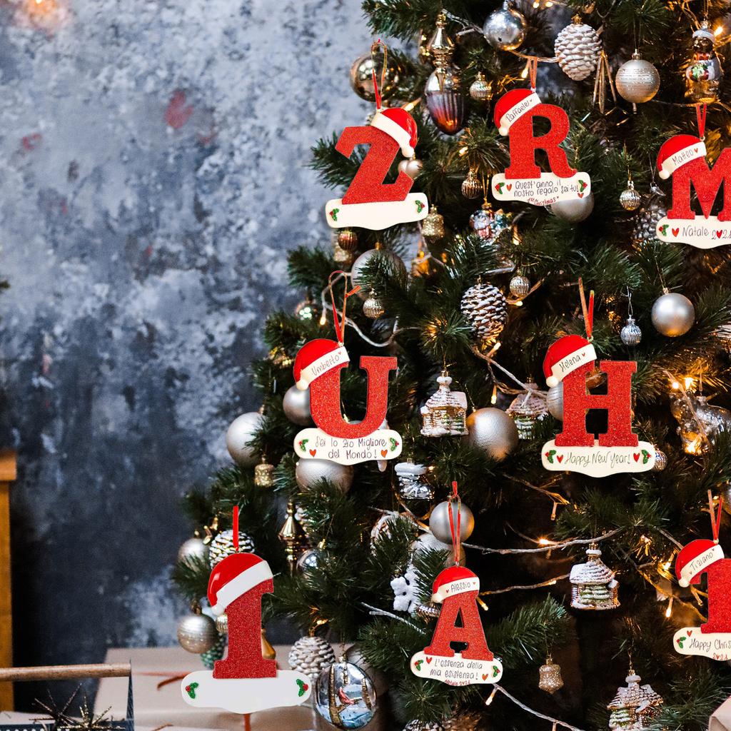 Creative Christmas Tree Decorations Unique Acrylic 26 Letters Alphabet Shaped Hanging Ornaments for Home and Car