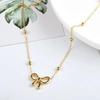 Bow Titanium Steel Necklace Women'S Niche Design Accessories Simple Versatile Light Luxury Premium Clavicle Chain