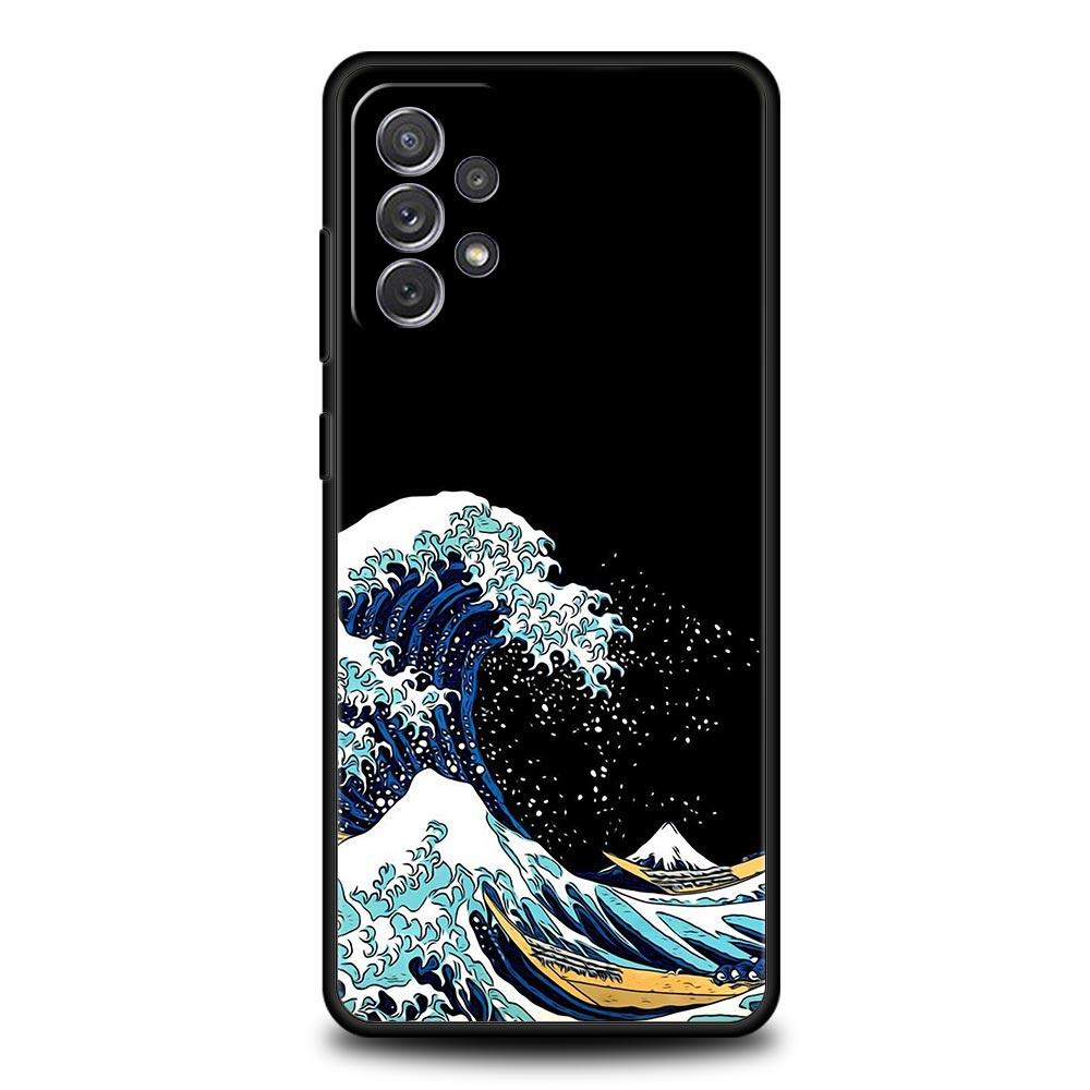 Phone Case For Samsung A13 A51 A71 A41 A31 A21S A11 A03S A12 A32 A52 A23 A33 A53 A73 5G Cover Golden Great Wave Kanagawa Surf