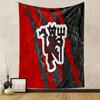 Red Devil Emblem on Textured Background Patterned tapestry home decor, suitable for bedroom and living room, gift