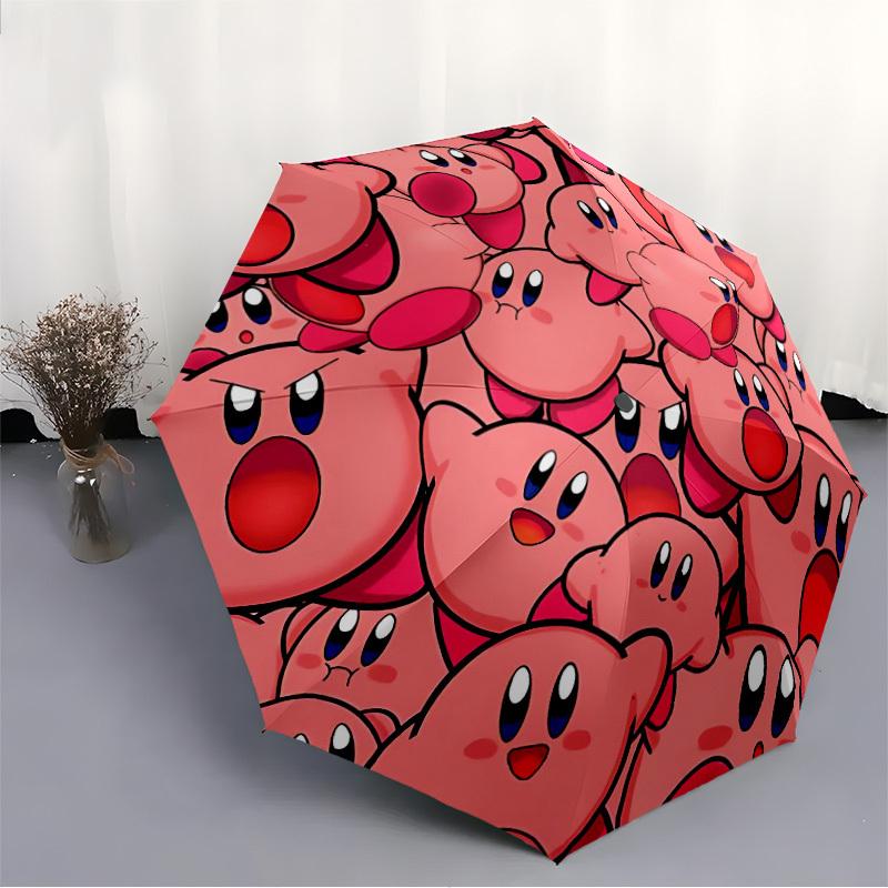 1 Stück Kirby-Figuren Automatischer Faltregenschirm, 8 Rippen für Ganzjahresgebrauch, Tragbar für Reisen & Outdoor-Aktivitäten 004