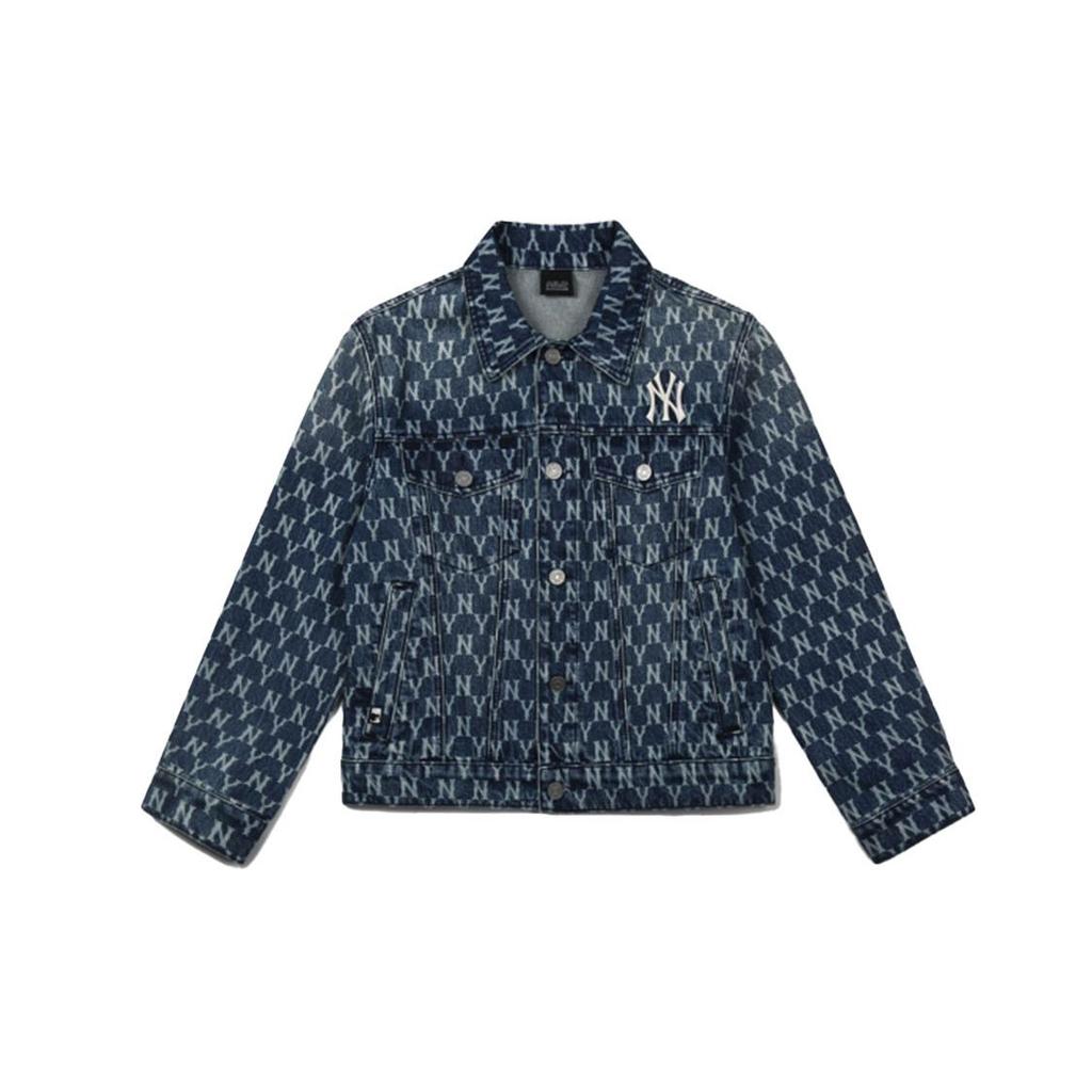 MLB Floral Series New York Yankees Letter Print Cotton Denim Jacket Unisex Jackets Denim-Blue 31JPN3041-50U