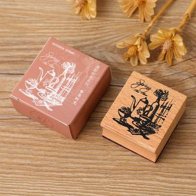 Practical Wooden+rubber Decoration Wooden DIY Non-toxic DIY Craft Supplies Square Standard Stamp Seals Student