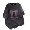 Women's Vintage 2025 Gradient Wings Graphic Short-Sleeve Cotton T-Shirt