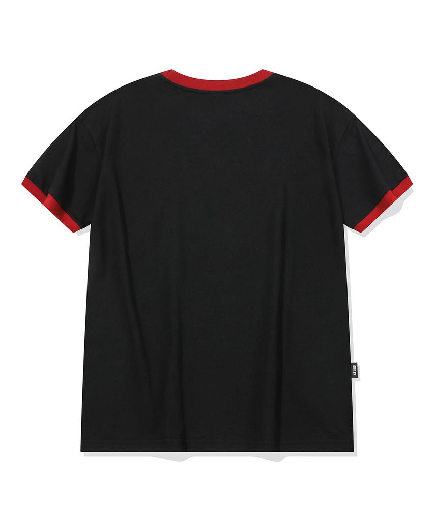CPGN STUDIO Stamp Club Ringer Short Sleeve T-Shirt Black