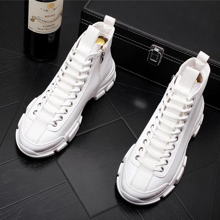 FashionTop Quality Fashion Men's Casual Shoes Leather Platform Boots Men Sneakers Male Man Trending Leisure High Tops Shoes for Men