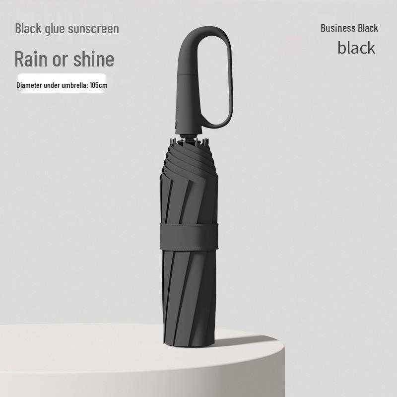 60-Rib Automatic Women's Umbrella with Black UV Protection for Sun & Rain, Customizable and Portable.