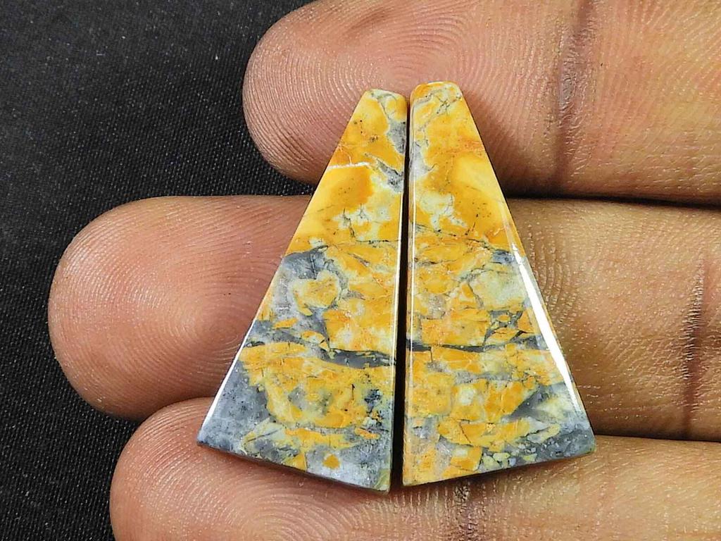 24Cts. Natural Maligano Jasper (12mm X 28mm Each) Fancy Cabochon Match Pair SK-2776