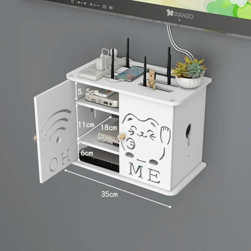 Mounted Wireless Wifi Router Rack Wall Hanging Plug Board Bracket Cable Organizer PVC Panel Shelf Home Decor Storage Box Wall