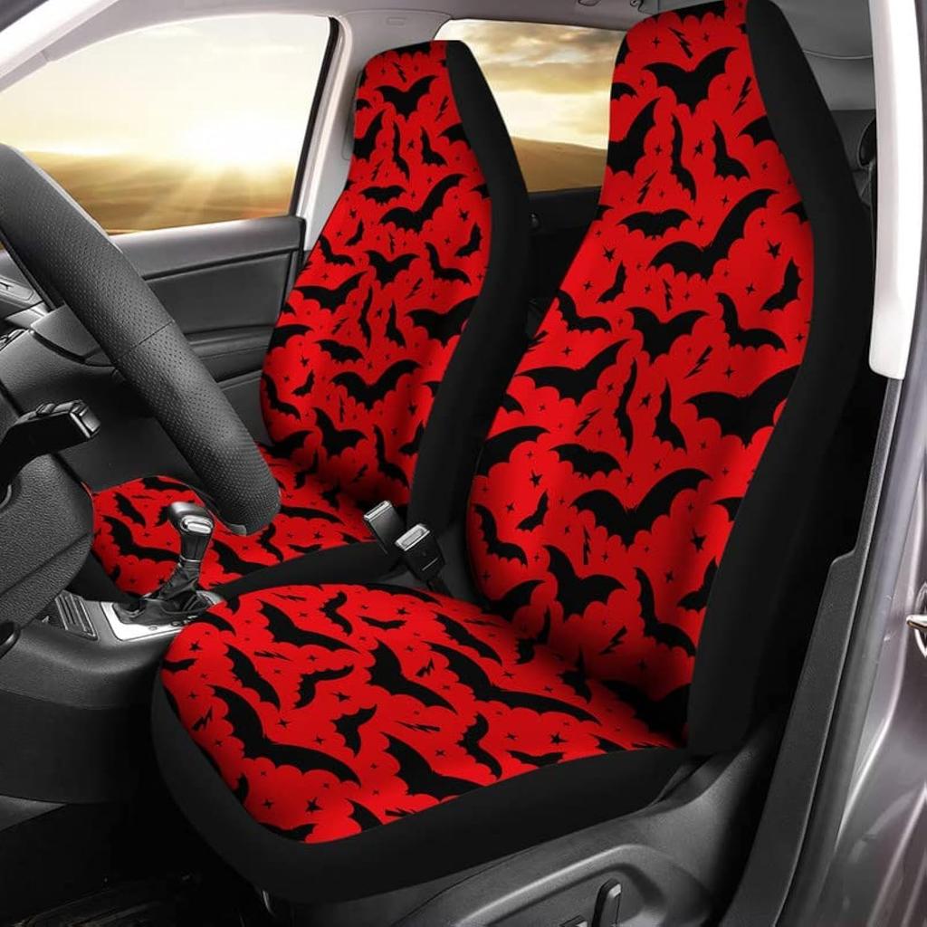 Bulopur Halloween Spider Web Print Front Seat Cover Sets 2 Pack, Car Universal Accessories Interior Decor for Men, Auto Front Seat Covers