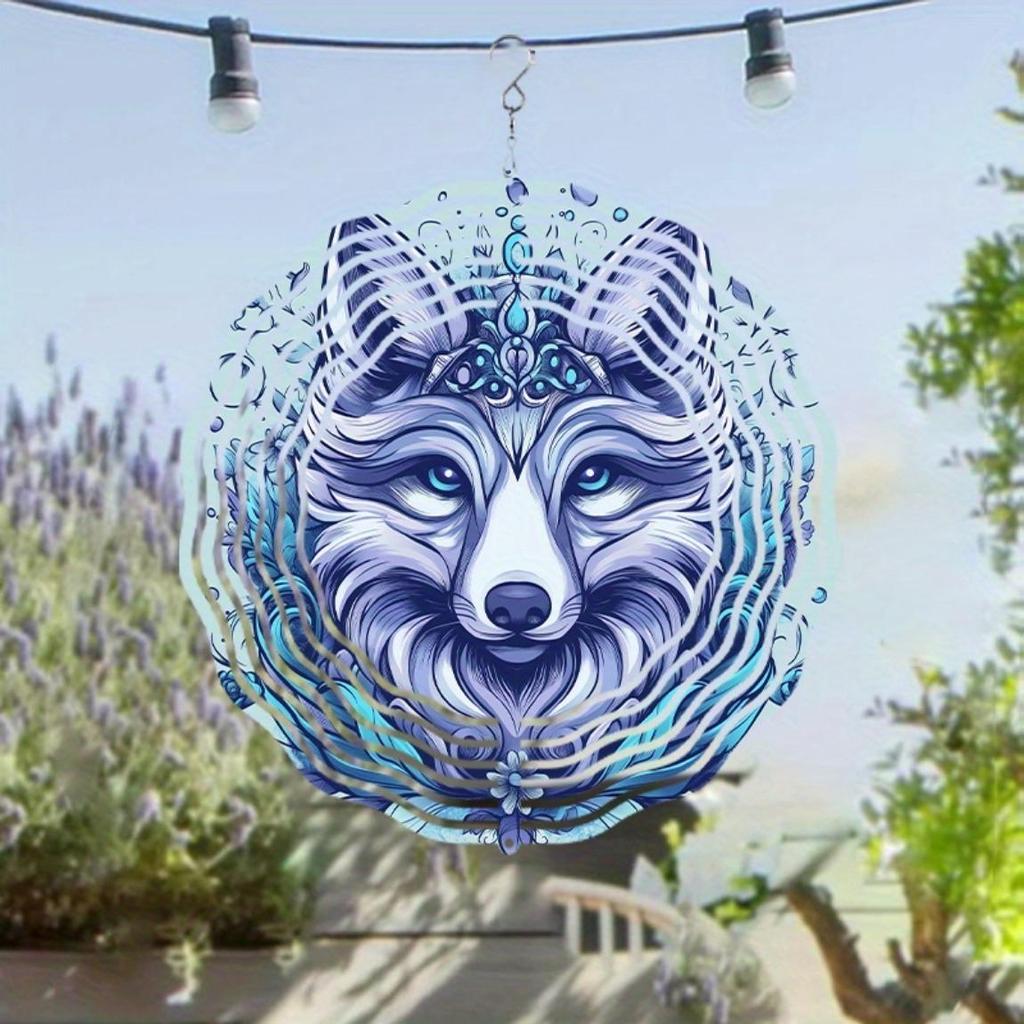 Fuchs und Salbei Metall Spinner Windspiel Blau Weiß Fuchs Design Kein Strom benötigt Innen- und Außendekor für alle Jahreszeiten und Feiertage