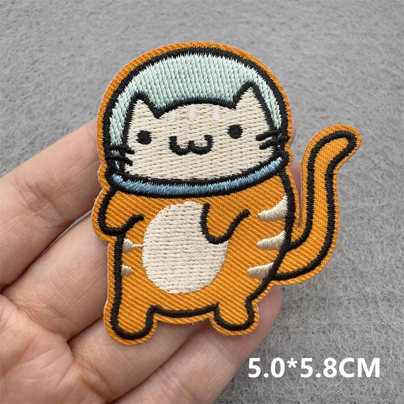 Team Cat Embroidery Patches Appliques For Clothing Diy Sewing Iron On Patches Punk Cartoon Stripes Decoration Accessories