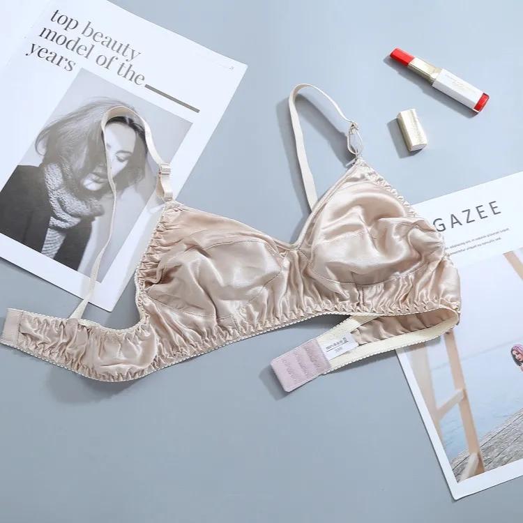 

Атласный бюстгальтер, женское летнее тонкое нижнее белье без стального кольца, бесшовный бюстгальтер большого размера, невидимый бюстгальтер, бюстгальтер пуш-ап 38/85B бежевый