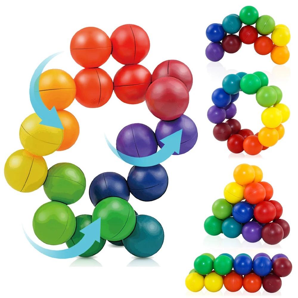 3D Rotating Fidget Sensory Toys, Stress Relief Anxiety Reduction Ball, Educational Learning Focus Tool for Kids Adults ADHD