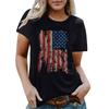 Real Shot Amazon Independence Station Cross-border European, American Independence Day Printed Short Sleeve Top Women's Summer Outer Bottom Shirt