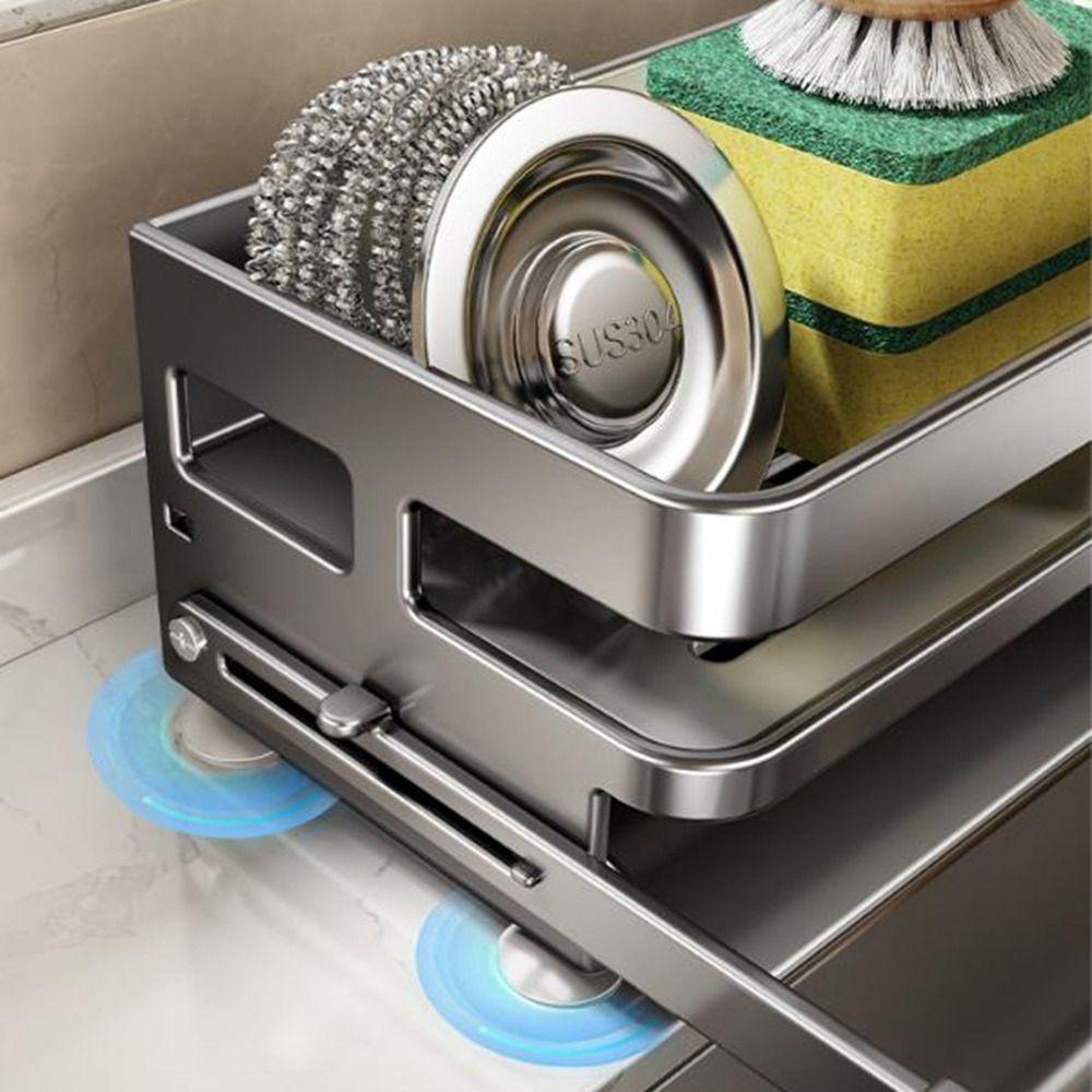 Large Capacity Kitchen Sink Drain Rack Moisture-proof Soap Sponge Holder for Kitchen