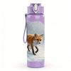 1PC Fox Winter Snow Forest Scene Print 750ml Color Plastic Sports Water Bottle Leakproof Flip Straw Lid Suitable for Sports Office Home Use