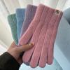 Warm Gloves for Men and Women In Autumn and Winter Solid Color Simple Versatile Woolen Knitted Brushed Thickened Five Finger Split