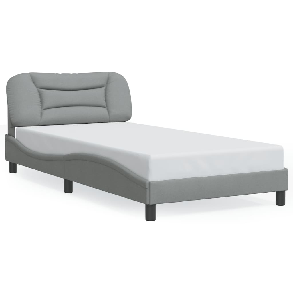 Vidaxl Rama Łóżka Z Led Bez Materaca Jasnoszary 100X200 Cm Tkanina