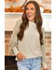 Azura Exchange Leopard Print Long Sleeve Ribbed Knit Blouse