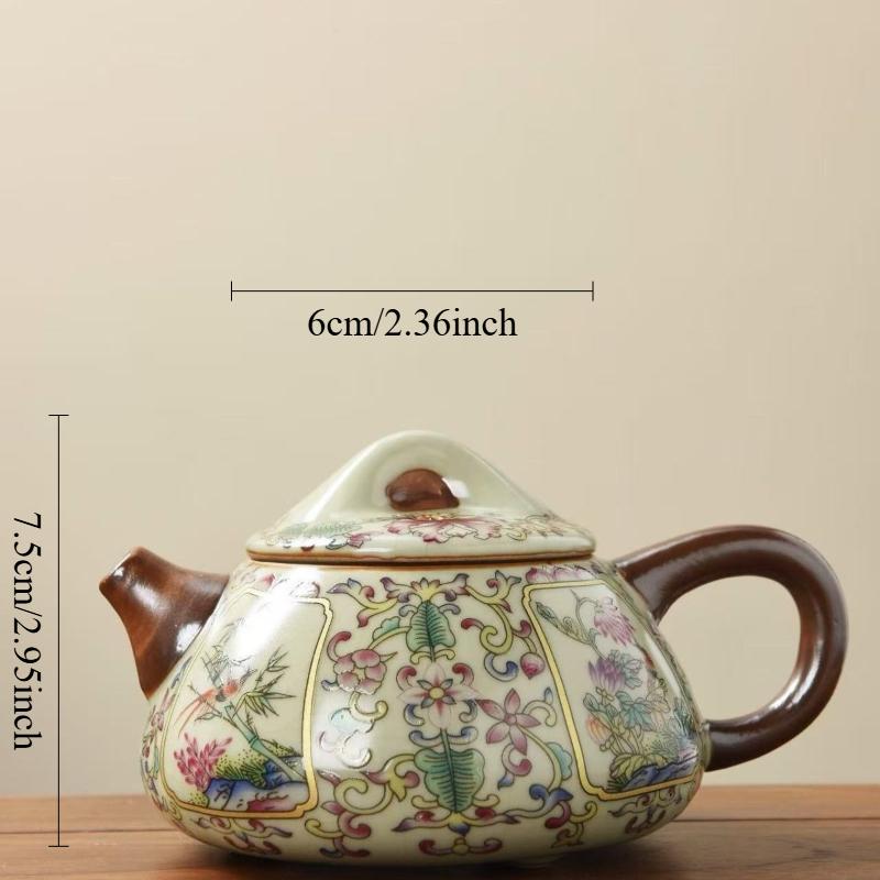 

Orchid Stone Ladle Pot Household Ceramic Tea Pot Chinese Style Large Capacity Teapot Kaikai Ru Kiln Tea Set Underglaze Color
