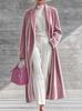 Autunno e Inverno, Popolare Cappotto Lungo in Velluto Dorato da Donna Giacca in Velluto con Revers High-End Sopra il Ginocchio
