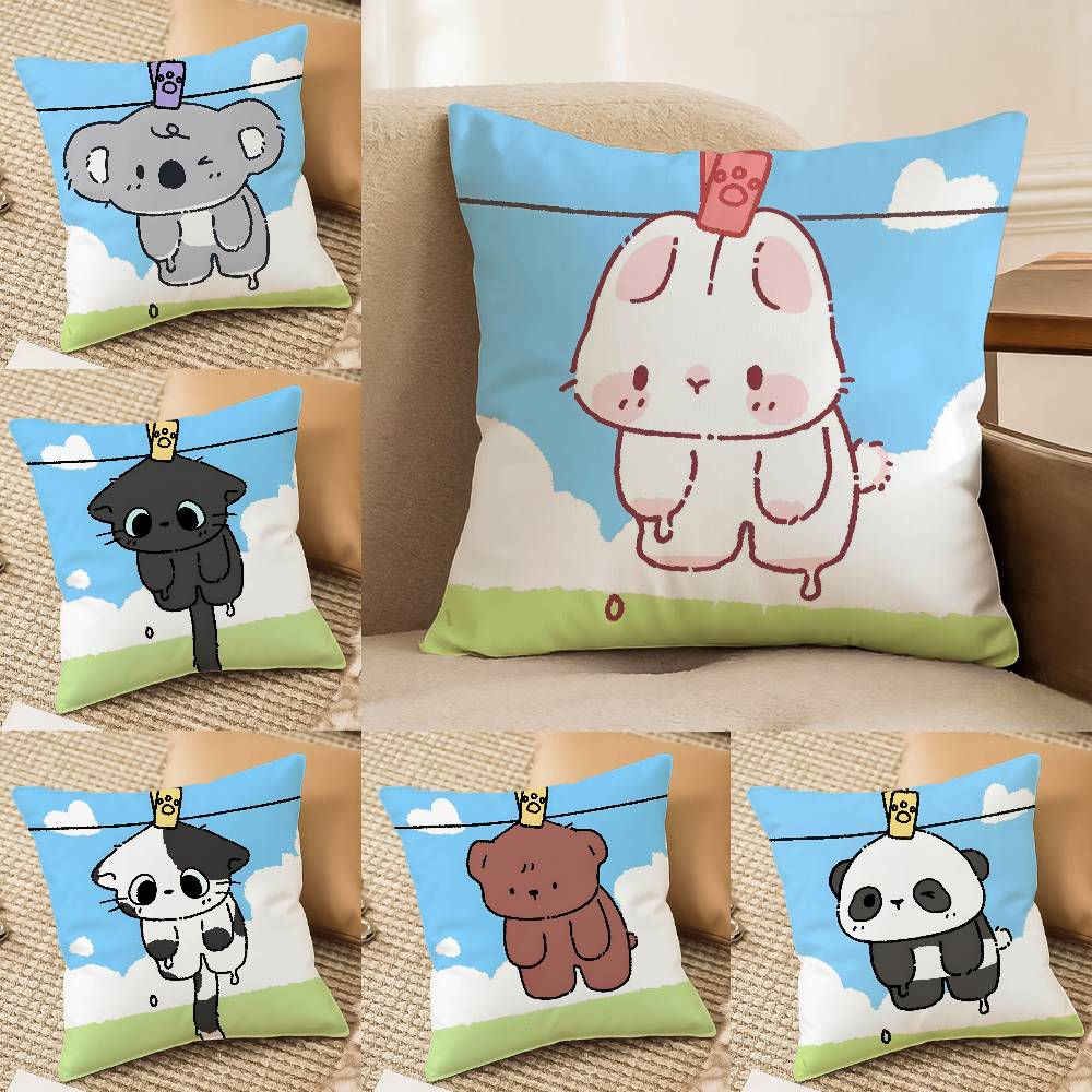 Cute Restrained Animal Anime Kwaii Pillow Case Anti-dustmite Pillowcase Invisible zipper silky Sofa cushion cover