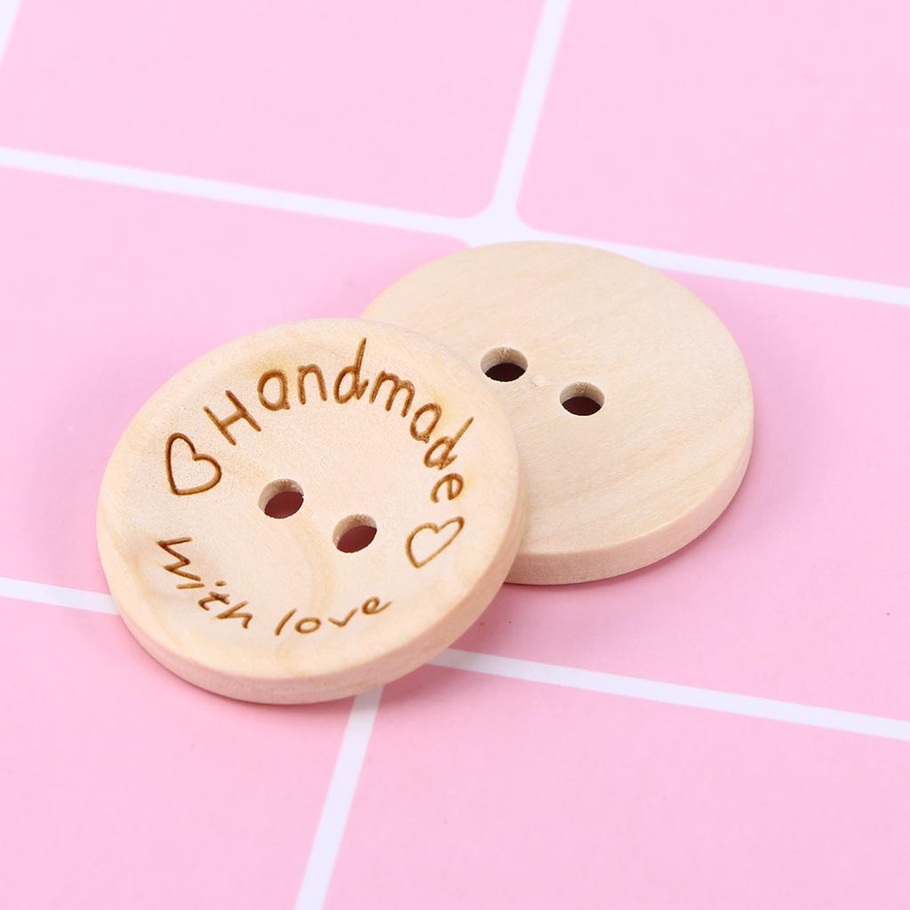 100Pcs Wooden Love Heart Buttons Bowl Shape Natural Decorative Sewing Hats Clothes Bags DIY Craft Supplies 20Mm