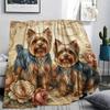 1PC Retro Pet Puppy Print Flannel Blanket, High quality All Seasons, Home Decor, Warmth and Comfort, Perfect for Christmas Gifts