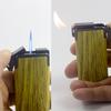 Windproof Dual-Flame Refillable Butane Torch Lighter with Adjustable Jet Yellow Wood Grain Design Cigarette Accessory Gift