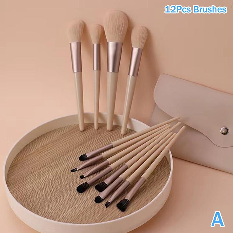 New 12 Pcs Makeup Brushes Complete Set Of Foundation Loose Powder Blush Concealer Eye Shadow Professional Set With Storage Bag