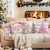 45X45Cm Pink Christmas Pillowcase Bedroom Sofa Cushion Cover 100% Polyester Living Room Cushion Pillowcase Home Decor