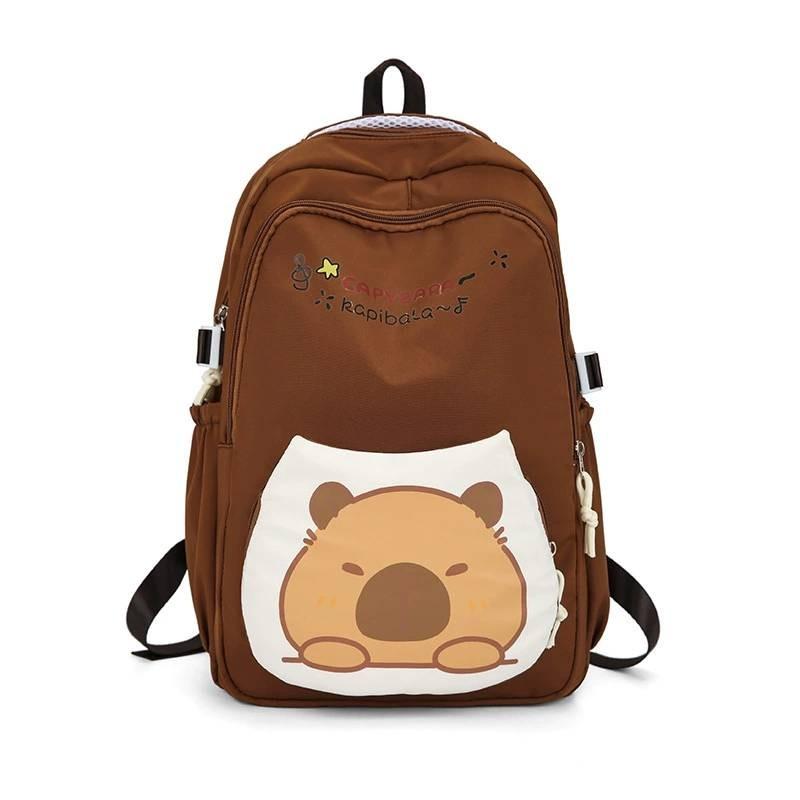 Capybara Fabric Oxford Backpack With Print Pattern And Durable Design Kids For