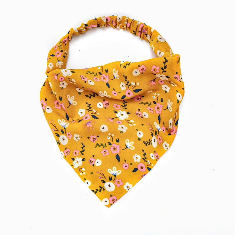 New Style Floral Countryside-style Headscarf Hairband Women's Stretchable Elastic Triangular Scarf Versatile Headband