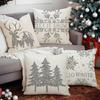 New Silver Glitter Snowflake Christmas Pillowcase Linen Print Pillowcase Festive Room Sofa Decoration
