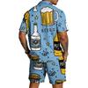 Conjunto Casual de Top Ligero Transpirable Estampado para Hombre y Shorts con Cordón