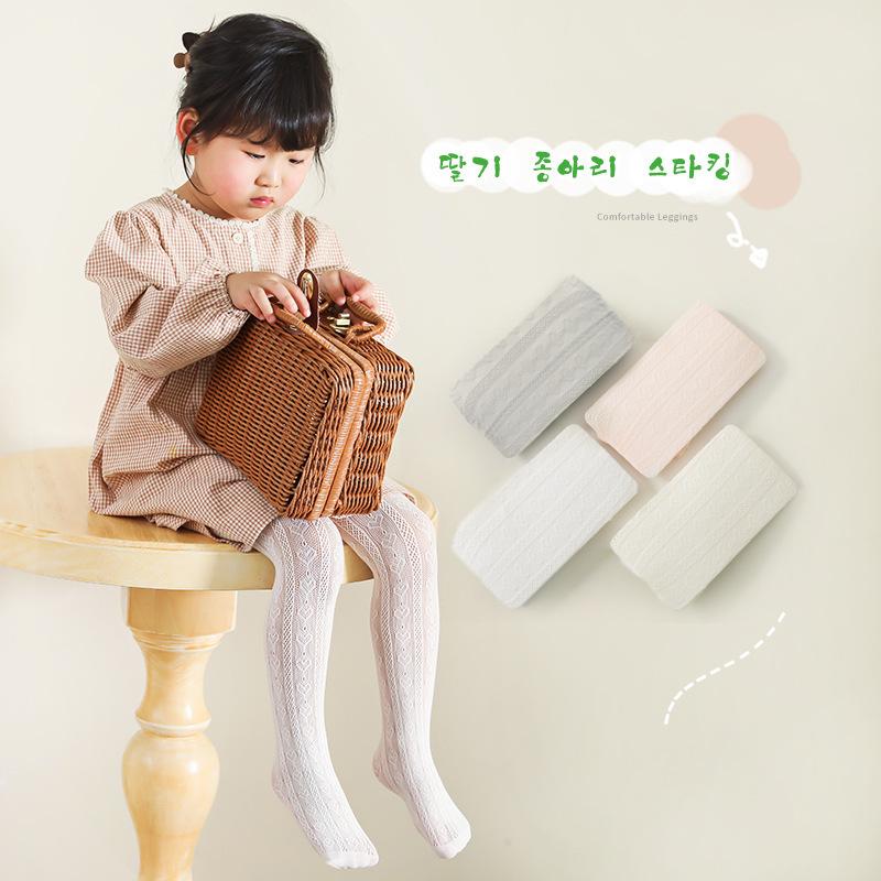 Wiosna i lato nowe rajstopy dziecięce siateczkowe miłość koreańskie legginsy puste skarpetki dziecięce spodnie z cienkiej dzianiny